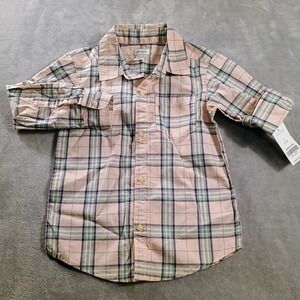 Carter's Shirt Boys 4T Pink Plaid Button Front Long Sleeve Collared Top